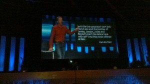 Andy Stanley on projection screen at Rock Point Community Church